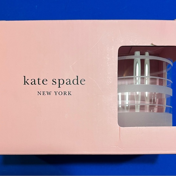 Kate Spade Hampton Street Etched Striped Whiskey Glasses Set of 2 NIB 12oz - Picture 8 of 8